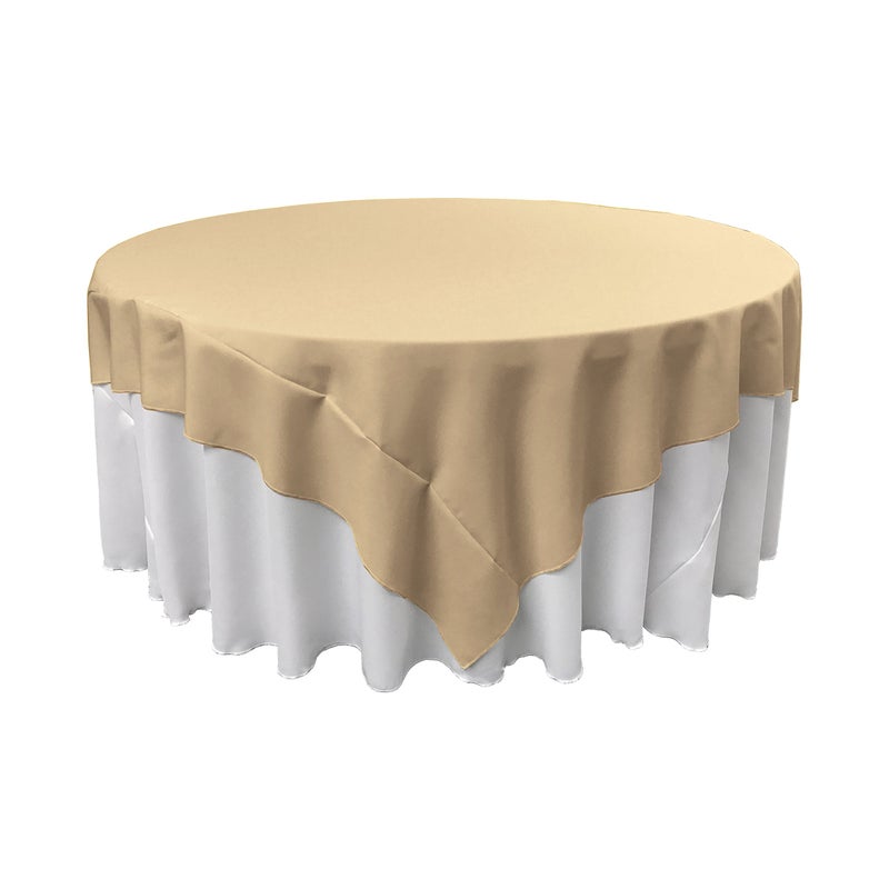 LA Linen Polyester Poplin Washable Square Tablecloth, Stain and Wrinkle Resistant Table Cover 72x72, Fabric Table Cloth for Dinning, Kitchen, Party, Holiday 72 by 72-Inch, Khaki